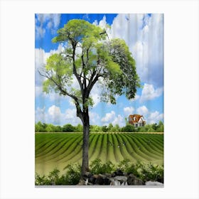 Tree In The Field Canvas Print