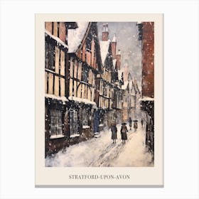Vintage Winter Painting Poster Stratford Upon Avon United Kingdom Canvas Print