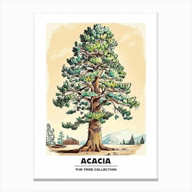 Acacia Tree Storybook Illustration 2 Poster Canvas Print