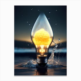 Lightbulb Splashed With Water Canvas Print