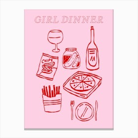 Girl Dinner - Pink & Red 1 Canvas Print