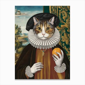 Cat With Orange Canvas Print