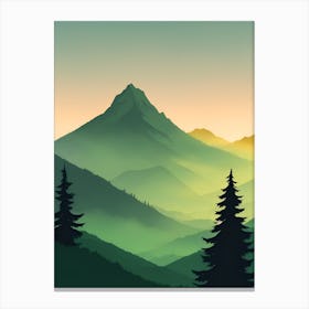 Misty Mountains Vertical Composition In Green Tone 216 Canvas Print