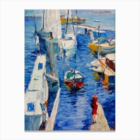 Port Of Livorno Italy Abstract Block harbour Canvas Print