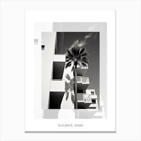 Poster Of Alicante, Spain, Black And White Old Photo 1 Canvas Print