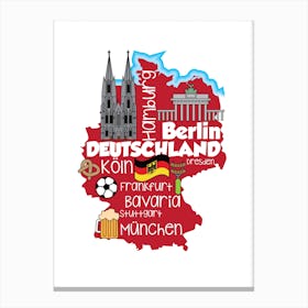 Germany Map Canvas Print
