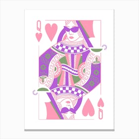 Queen Of Hearts Playing Card Maximalist Pink Print Lucky You Dopamine Decor Canvas Print