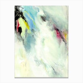 WAVE OF SERENITY - Pastel and Neon Pink Yellow and Blue "Swimming" Abstract Painting by  "COLT X WILDE"  Canvas Print