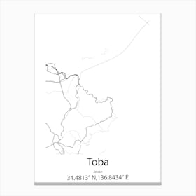 Toba,Japan Minimalist Map Canvas Print