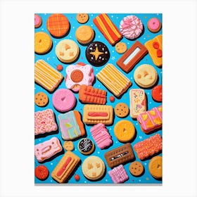Colourful Biscuits & Sweet Treats Pattern 2 Canvas Print