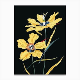 Neon Flowers On Black Buttercup 2 Canvas Print