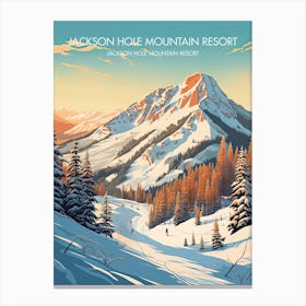 Poster Of Jackson Hole Mountain Resort   Wyoming, Usa, Ski Resort Illustration 1 Canvas Print