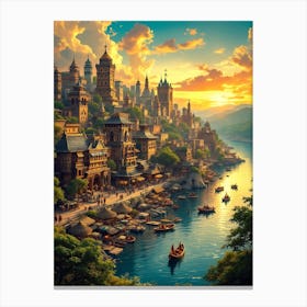 City By The River Canvas Print