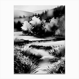 Black And White Landscape Painting Canvas Print