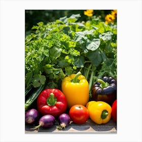 Assorted Vegetables Straight From The Garden Rich In Color And Variety Including Vibrant Red Tomat (6) Canvas Print