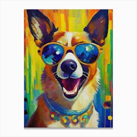Corgi Wearing Sunglasses Canvas Print
