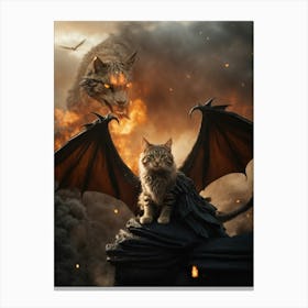 Cat And The Dragon Canvas Print