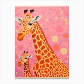 Giraffe & Calf Dot Pattern 3 Canvas Print