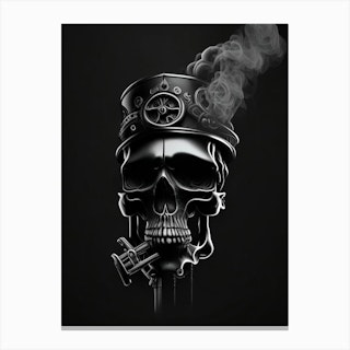 Skull With Black And Dark Accents Stream Punk Canvas Print