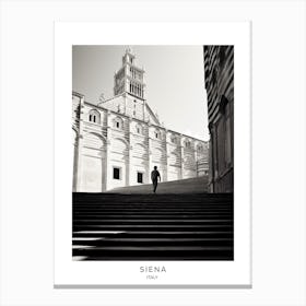 Poster Of Siena, Italy, Black And White Analogue Photography 2 Canvas Print