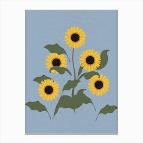 Vintage Minimal Art Sunflowers Canvas Print