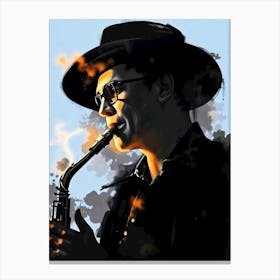 Saxophone Player Paint Portrait Canvas Print