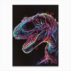 Neon Dinosaur Blue Pink Portrait Canvas Print