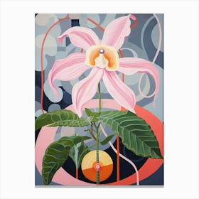 Monkey Orchid 3 Hilma Af Klint Inspired Pastel Flower Painting Canvas Print