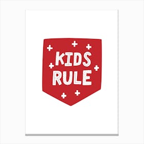 Kids Rule Red Super Scandi Canvas Print