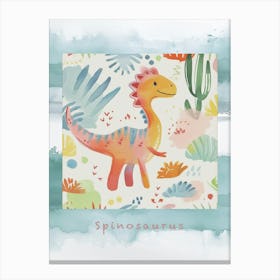 Cute Spinosaurus Dinosaur Watercolour Style 4 Poster Canvas Print