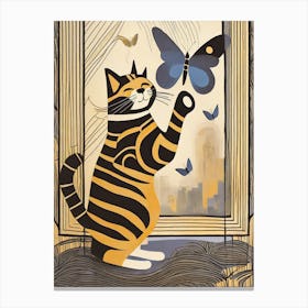 Cat In A Window Canvas Print