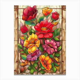Colorful Stained Glass Flowers 4 Canvas Print