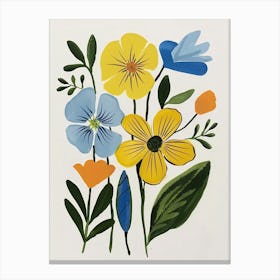 Painted Florals Evening Primrose 3 Canvas Print