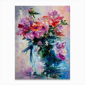 Red flowers in vase Oil Painting Canvas Print