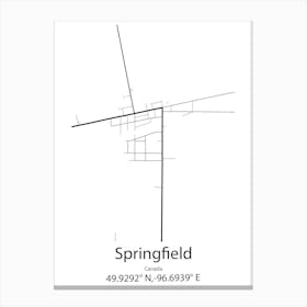 Springfield,Canada Minimalist Map Canvas Print