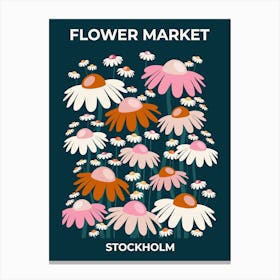 Flower Market Stockholm Navy Blue Canvas Print