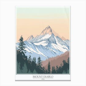 Mount Diablo Usa Color Line Drawing 5 Poster Canvas Print