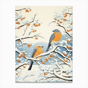 Winter Bird Painting Bluebird 1 Canvas Print