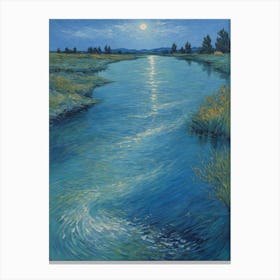 Moonlight Over The River Canvas Print