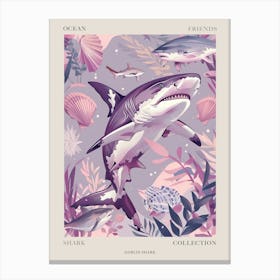 Purple Goblin Shark Illustration 2 Poster Canvas Print
