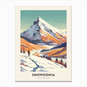 Vintage Winter Travel Poster Snowdonia National Park United Kingdom 1 Canvas Print