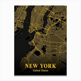New York Gold City Map 1 Canvas Print