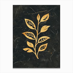 Gold Leaf On Black Marble Canvas Print