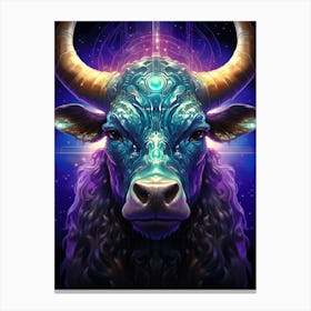 Bull Psychedelic Art Canvas Print