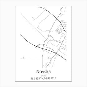 Novska,Croatia Minimalist Map Canvas Print