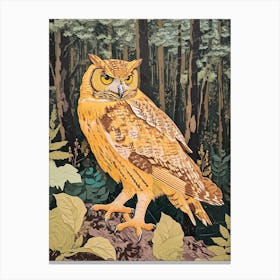 Burmese Fish Owl Relief Illustration 2 Canvas Print