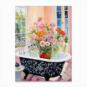 A Bathtube Full Of Queen Anne S Lace In A Bathroom 3 Canvas Print