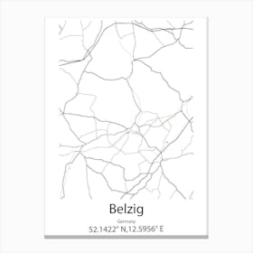 Belzig,Germany Minimalist Map Canvas Print