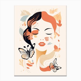 Woman'S Face With Butterflies Canvas Print