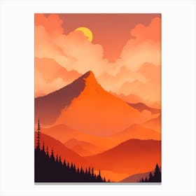 Misty Mountains Vertical Composition In Orange Tone 321 Canvas Print